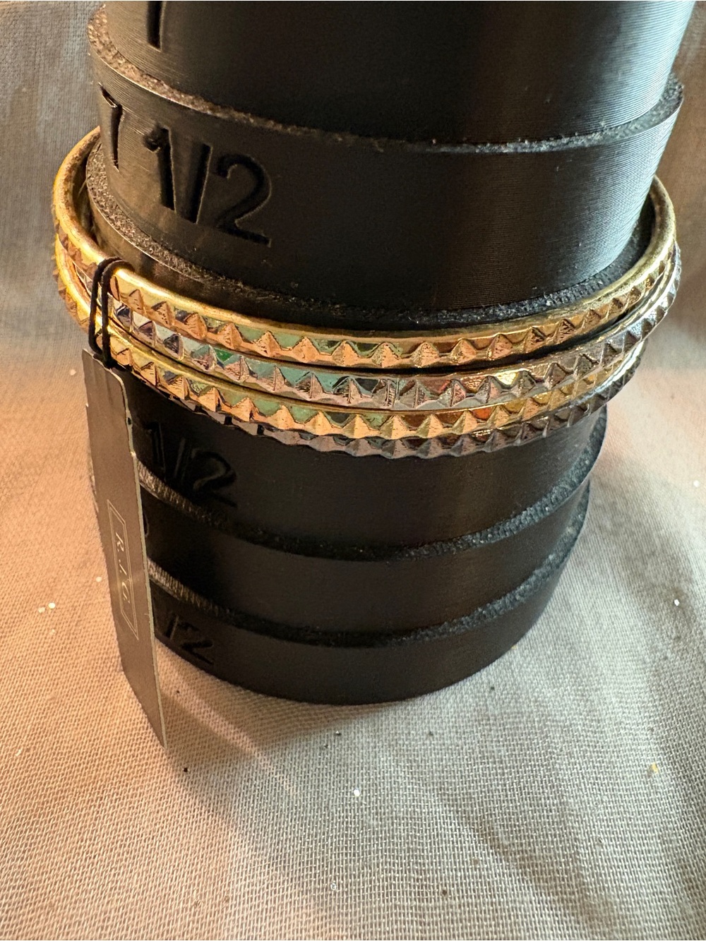 R.J.Graziano Textured Bangle Bracelet. Mixed Tones - Picture 2 of 5